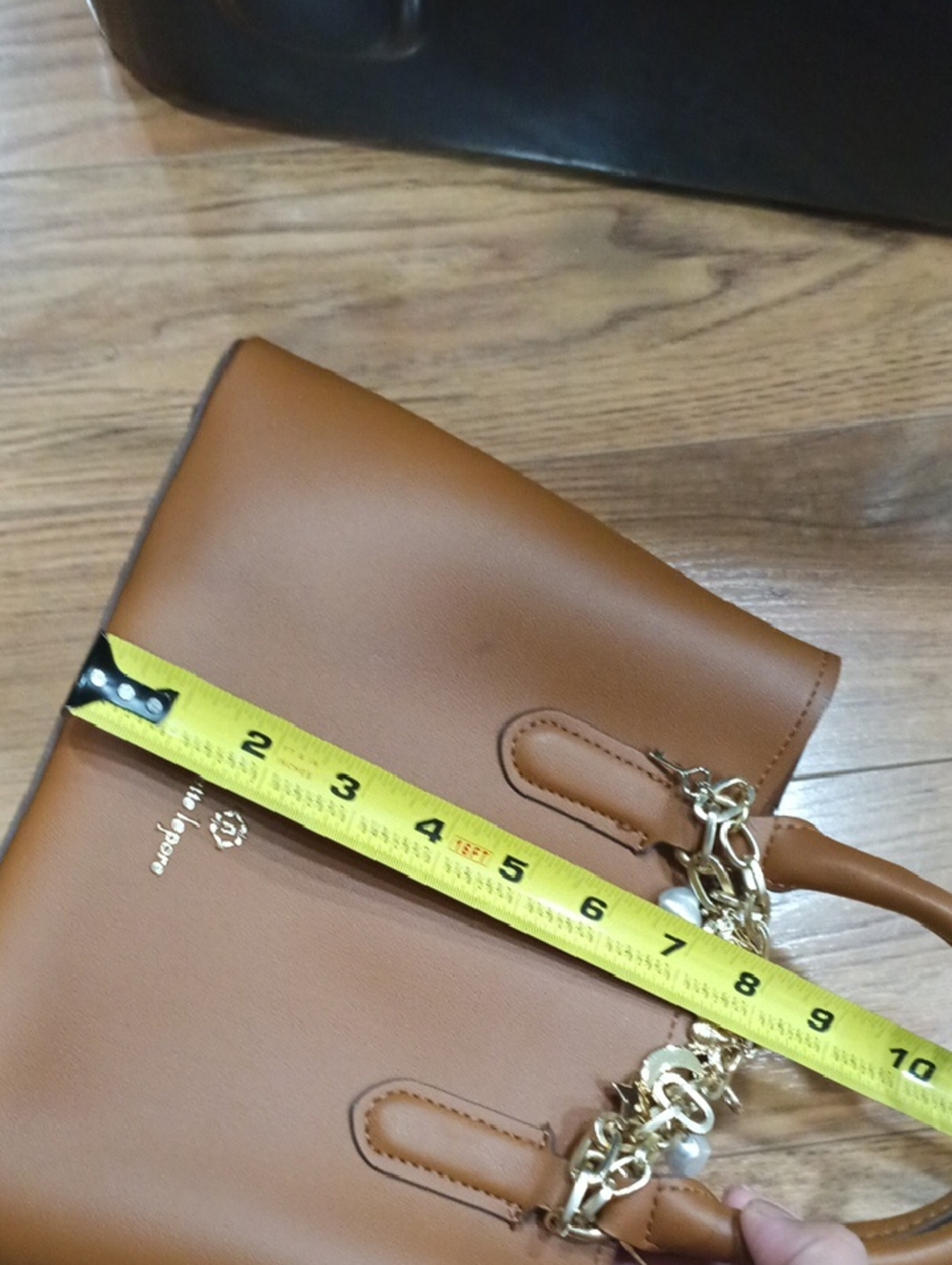 Nanette Lepore Brown Satchel with Gold Charm Chain - Picture 9 of 12